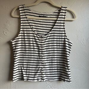 American Eagle Y2K‎ Black & White Snap-Front Tank Indie Casual Prep Beach Sz S